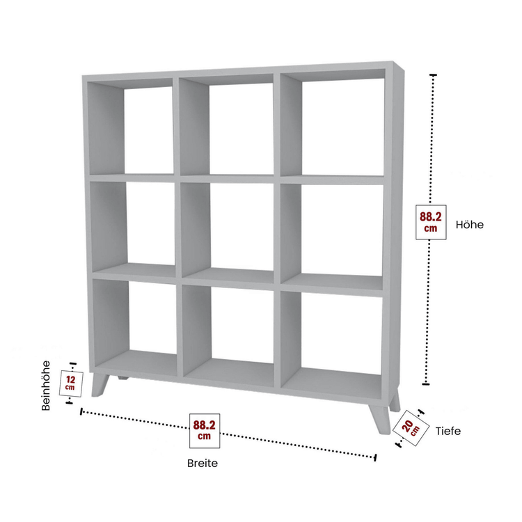 Gowoll Raumteilerregal 88x88 cm Bücherregal mit 9 Fächern Regal Weiß Bücherschrank Standregal - Ezmann.de