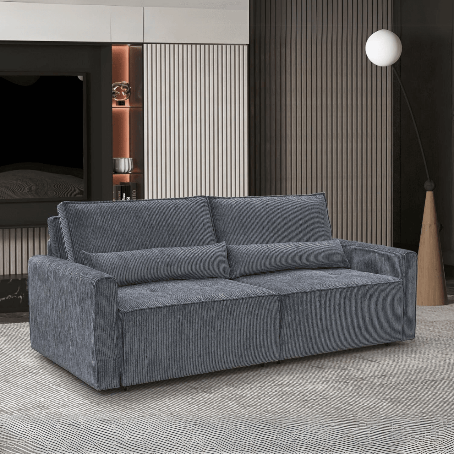 Gowoll Benissa 2-Sitzer Schlafsessel mit Schlaffunktion und Stauraum 215x110 cm mit Kissen - Ezmann.de