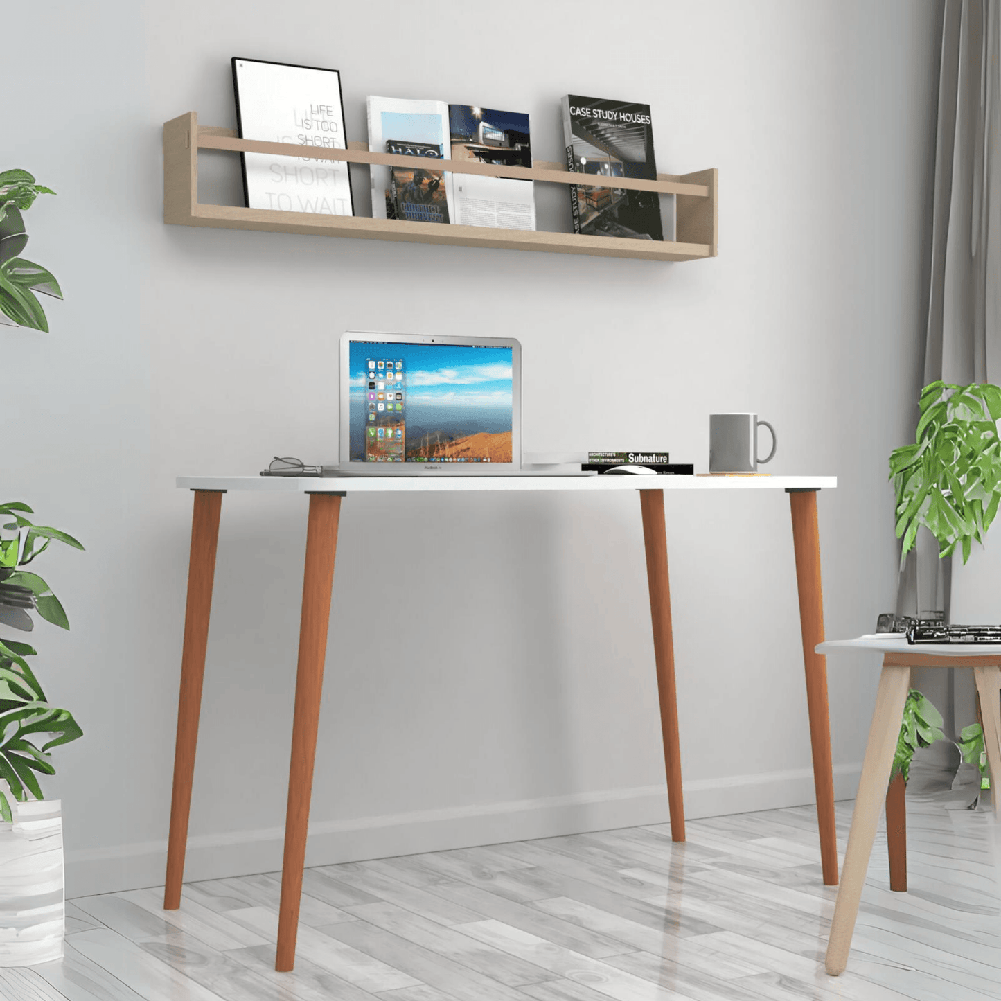 Gowoll-Studienschreibtisch 60 x 105 cm Weiß (Holzbeine) - Ezmann.de