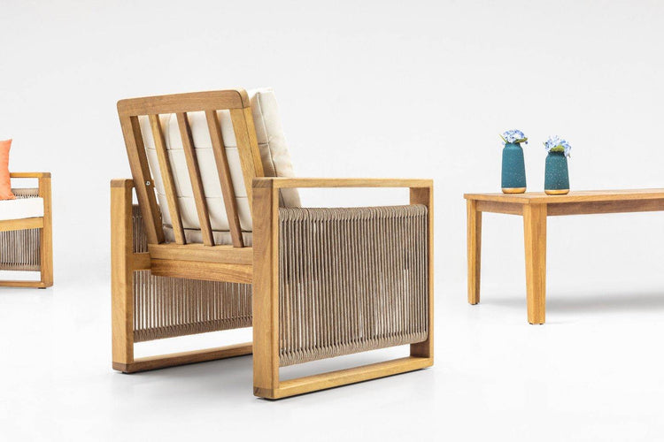 Gowoll Argos Holz Gartenlounge-Set Gartengarnitur Gartenmöbel Set 5 Personen Gartentisch für Outdoor - Ezmann.de