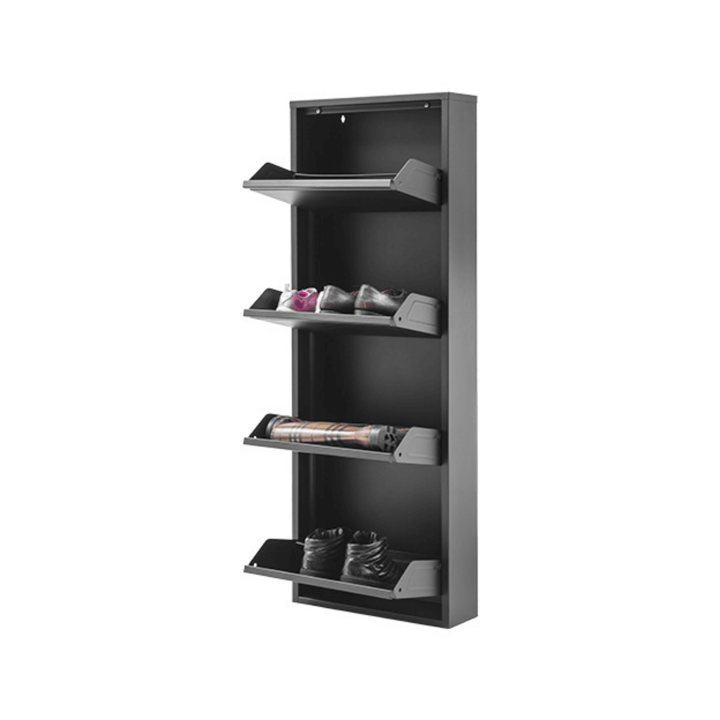 Alveon Schuhschrank (4 Klappen Schwarz) - Ezmann.de