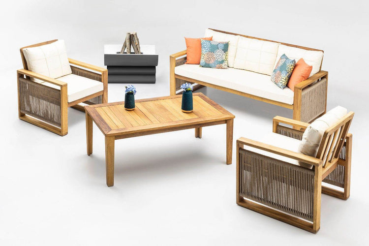 Gowoll Argos Holz Gartenlounge-Set Gartengarnitur Gartenmöbel Set 5 Personen Gartentisch für Outdoor - Ezmann.de