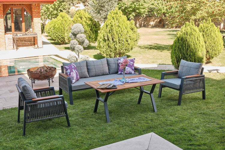 Gowoll Efes Plus Gartenlounge-Set Gartengarnitur Gartenmöbel Set 5 Personen Gartentisch für Outdoor - Ezmann.de
