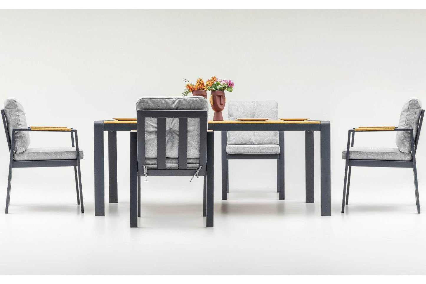Gowoll Efes Anthrazit Gartenlounge-Set Wetterfeste Holz Gartenmöbel Set 6 Personen für Outdoor Terassenmöbel - Ezmann.de