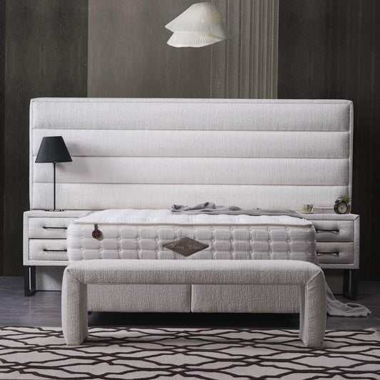 Efes Boxspringbett-Set mit Matratze Sitzbank Nachttisch Stauraum (160x200 cm) - Ezmann.de