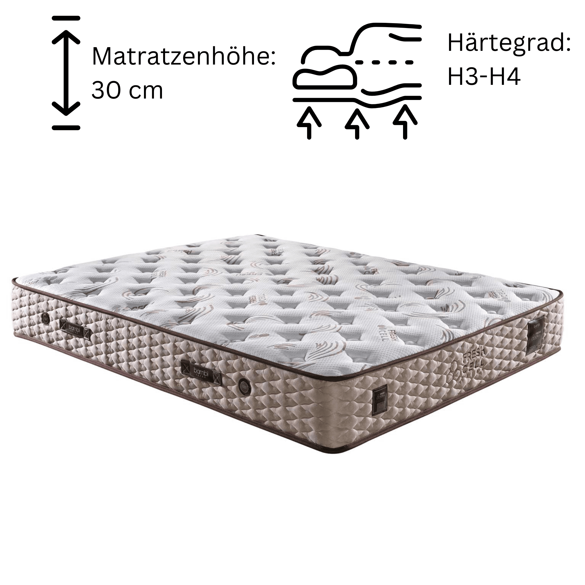 Bambi Freshcell 7 Schichten Höhe 30 cm Matratze 90x200 - 180x200 Doppelseitige - Ezmann.de