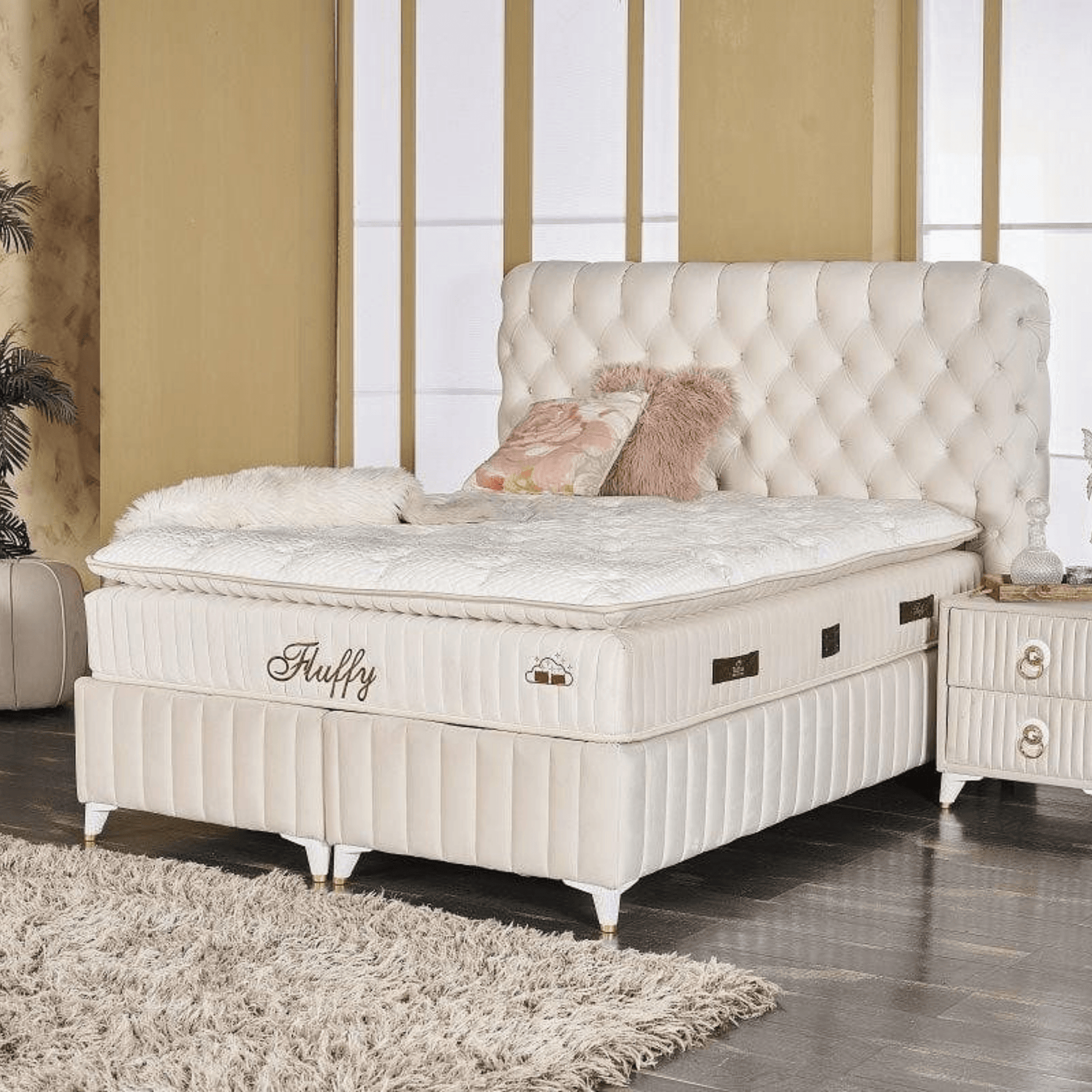 Fluffy Bett Set Boxspringbett mit Matratze mit Topper - Ezmann.de