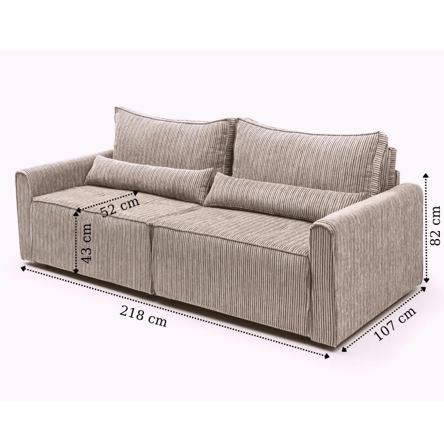 Benissa Schlafsofa 3 Sitzer mit Stauraum & Schlaffunktion | Ecksofa & Heimkino-Sofa, verstellbare Rückenlehne
