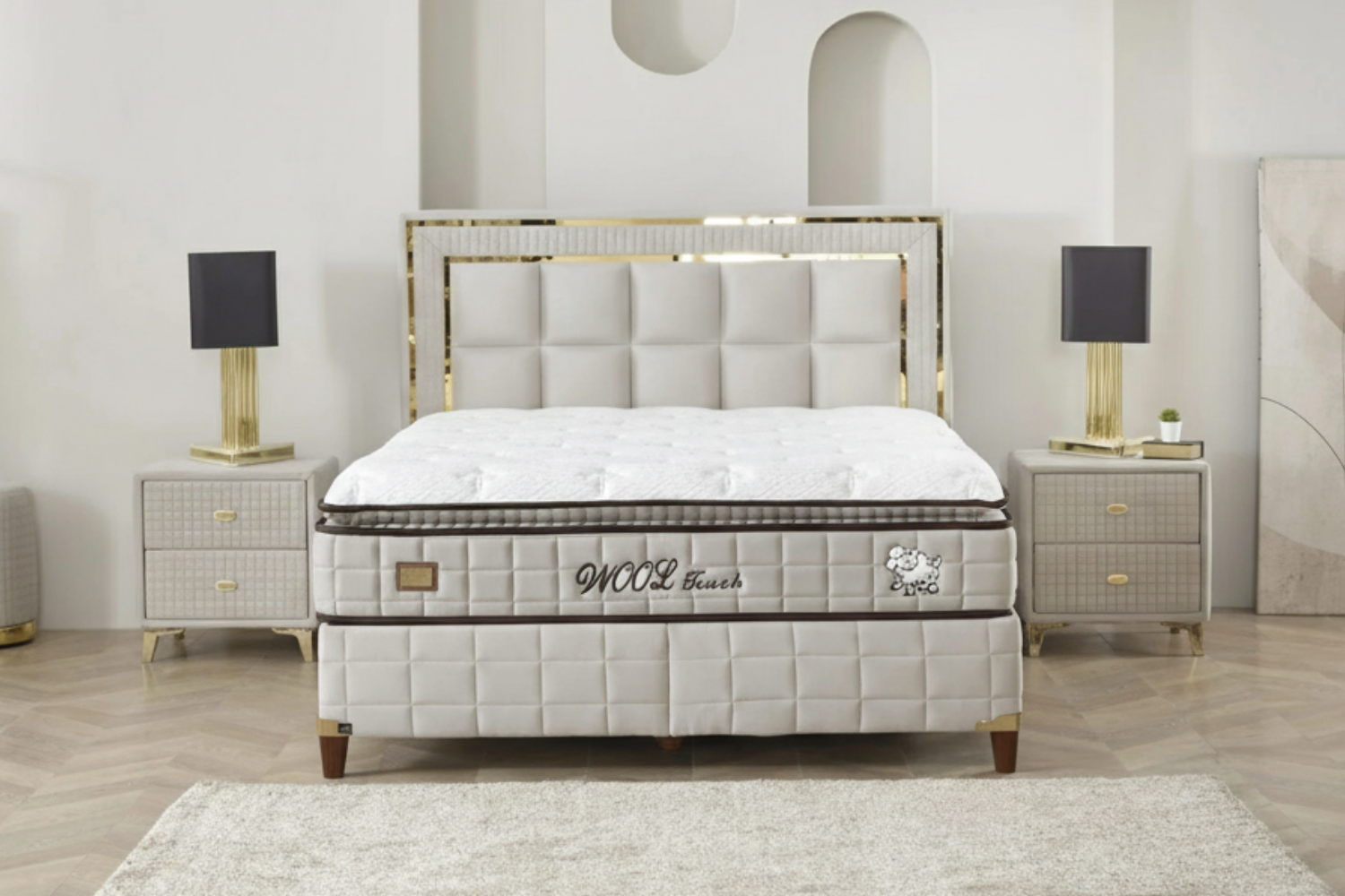 BSS WOOL TOUCH Boxspringbett Set | Matratze H2/H3 | Box und Kopfteil Gowoll.de