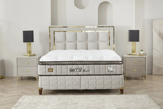 BSS WOOL TOUCH Boxspringbett Set | Matratze H2/H3 | Box und Kopfteil Gowoll.de