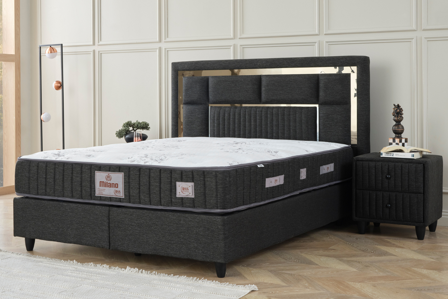 BSS MILANO Boxspringbett Set | Matratze H3 | Box und Kopfteil Gowoll.de