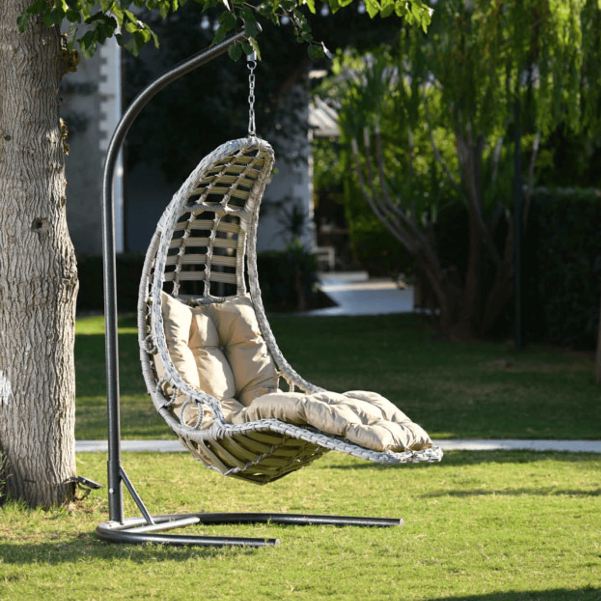 Capri Swing Gartenschaukel Rattan Hängesessel mit Gestell Hängeschaukel Bodrum - Ezmann.de