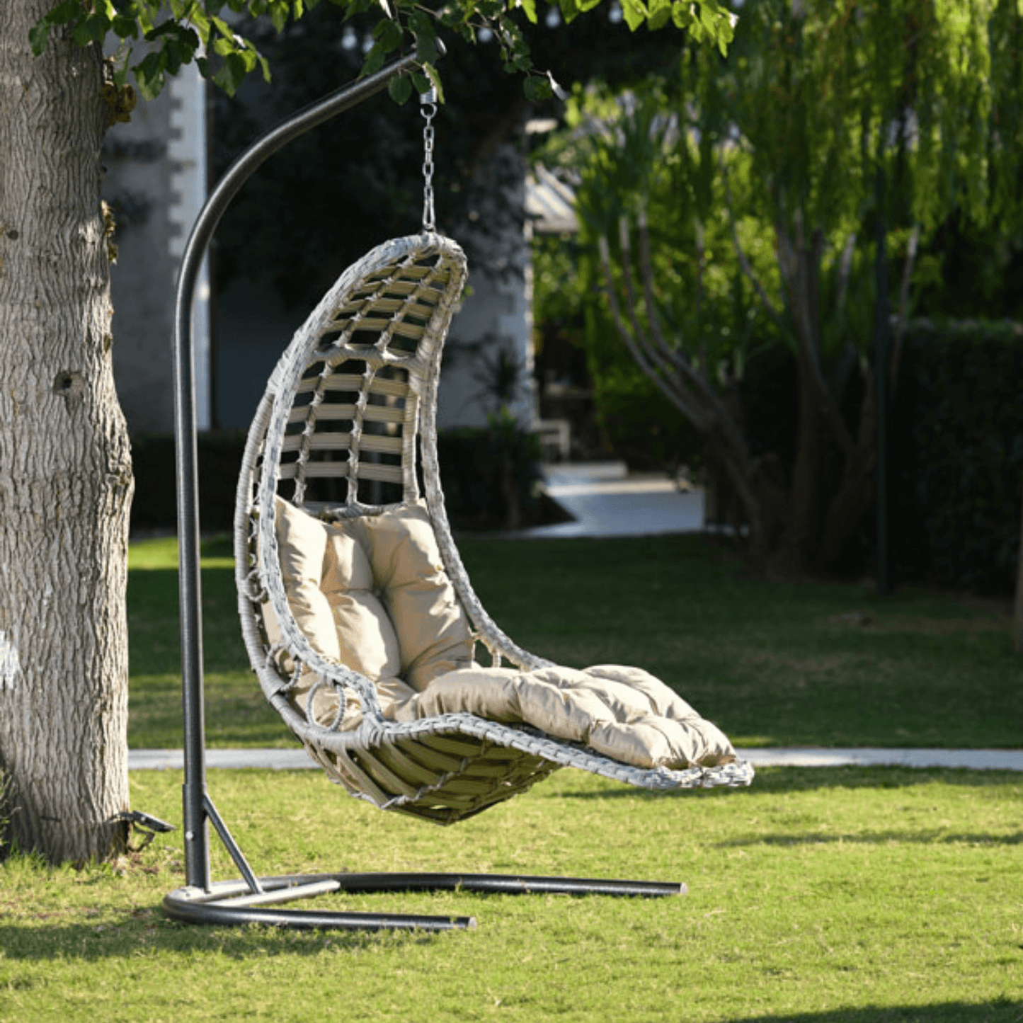 Capri Swing Gartenschaukel Rattan Hängesessel mit Gestell Hängeschaukel Bodrum - Ezmann.de