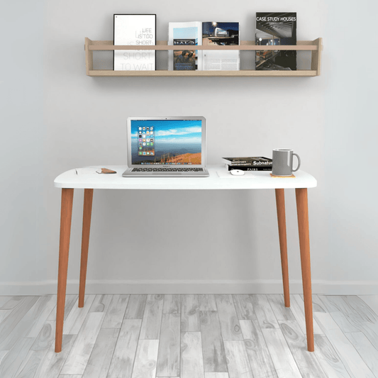 Gowoll-Studienschreibtisch 60 x 105 cm Weiß (Holzbeine) - Ezmann.de
