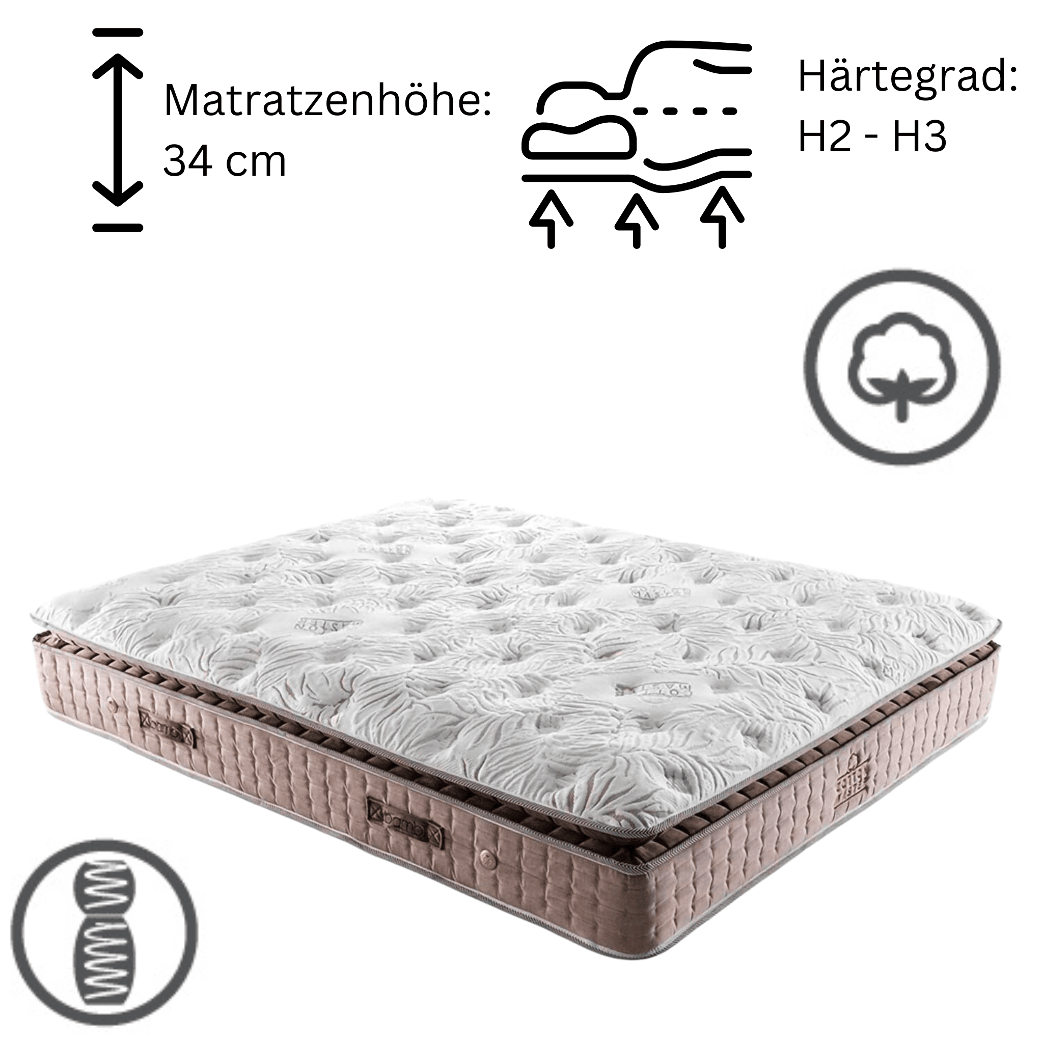 Bambi Cotton Master Boxspringbett Schlafzimmer Set mit 9 Schichten mit Topper Höhe 32 cm Matratze - Ezmann.de