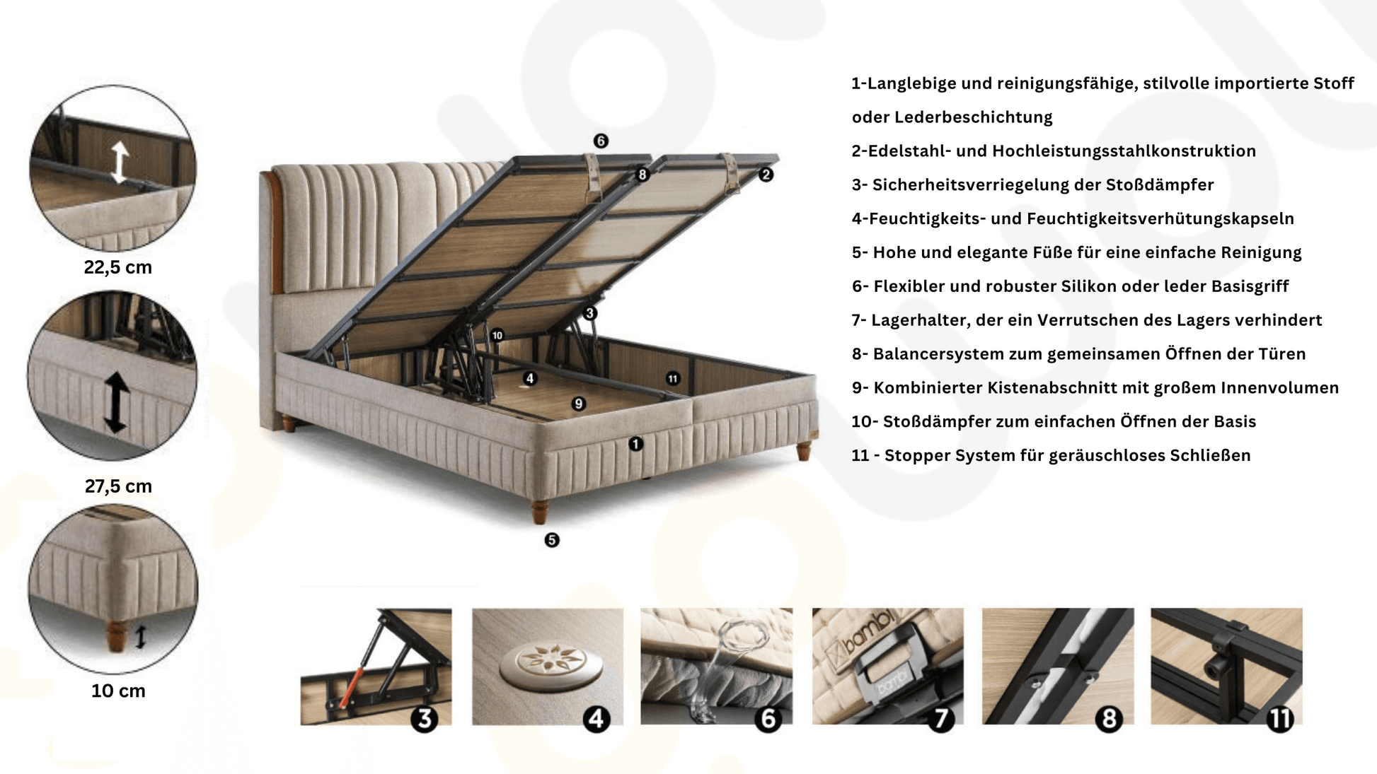 Bambi Kapok Naturel Boxspringbett Funktionsbett mit Bettkasten Boxspringbett 180x200 - 90x200 - Ezmann.de
