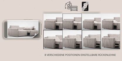 Benissa Schlafsofa 3 Sitzer mit Stauraum & Schlaffunktion | Ecksofa & Heimkino-Sofa, verstellbare Rückenlehne