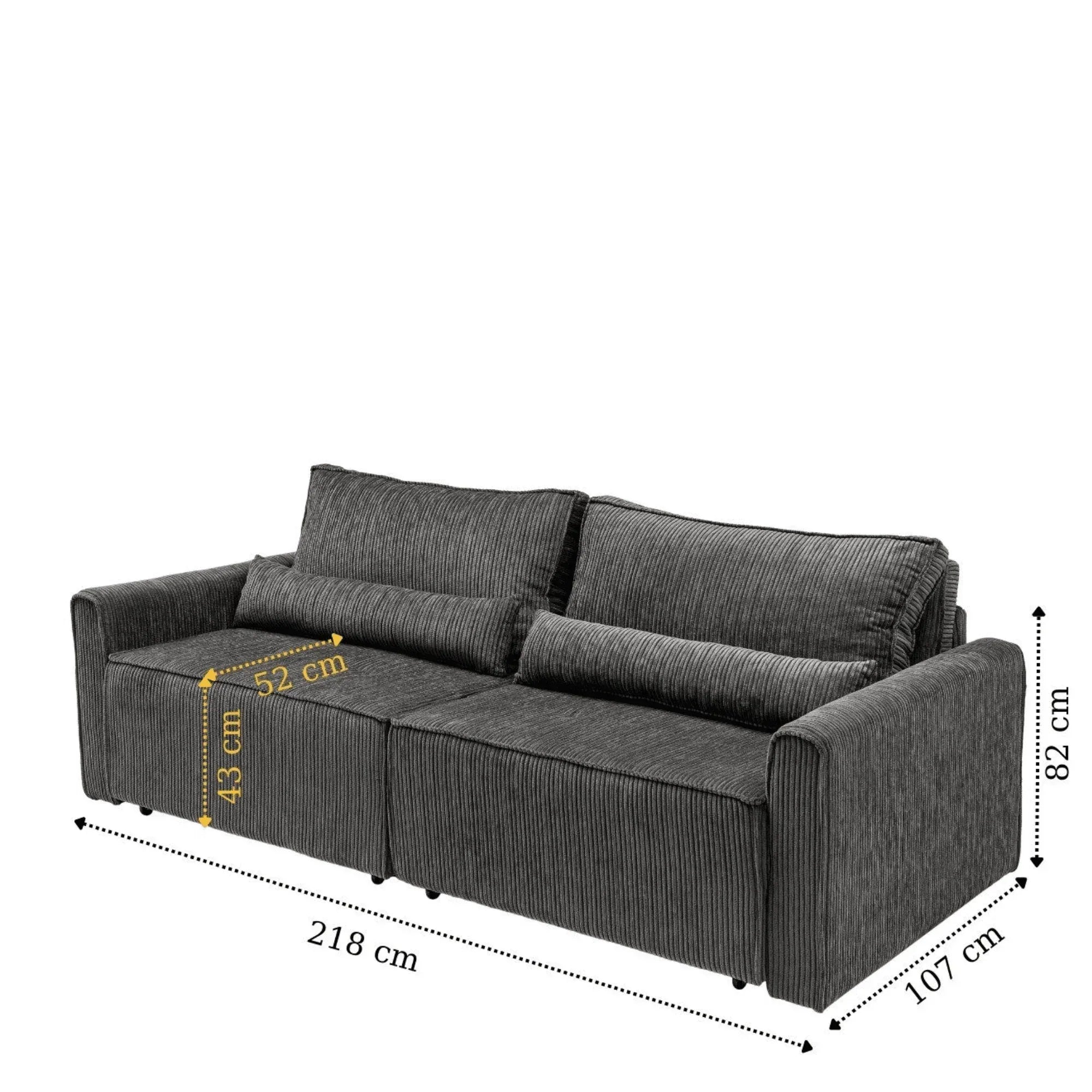 Benissa Schlafsofa 3 Sitzer mit Stauraum & Schlaffunktion | Ecksofa & Heimkino-Sofa, verstellbare Rückenlehne - Ezmann.de