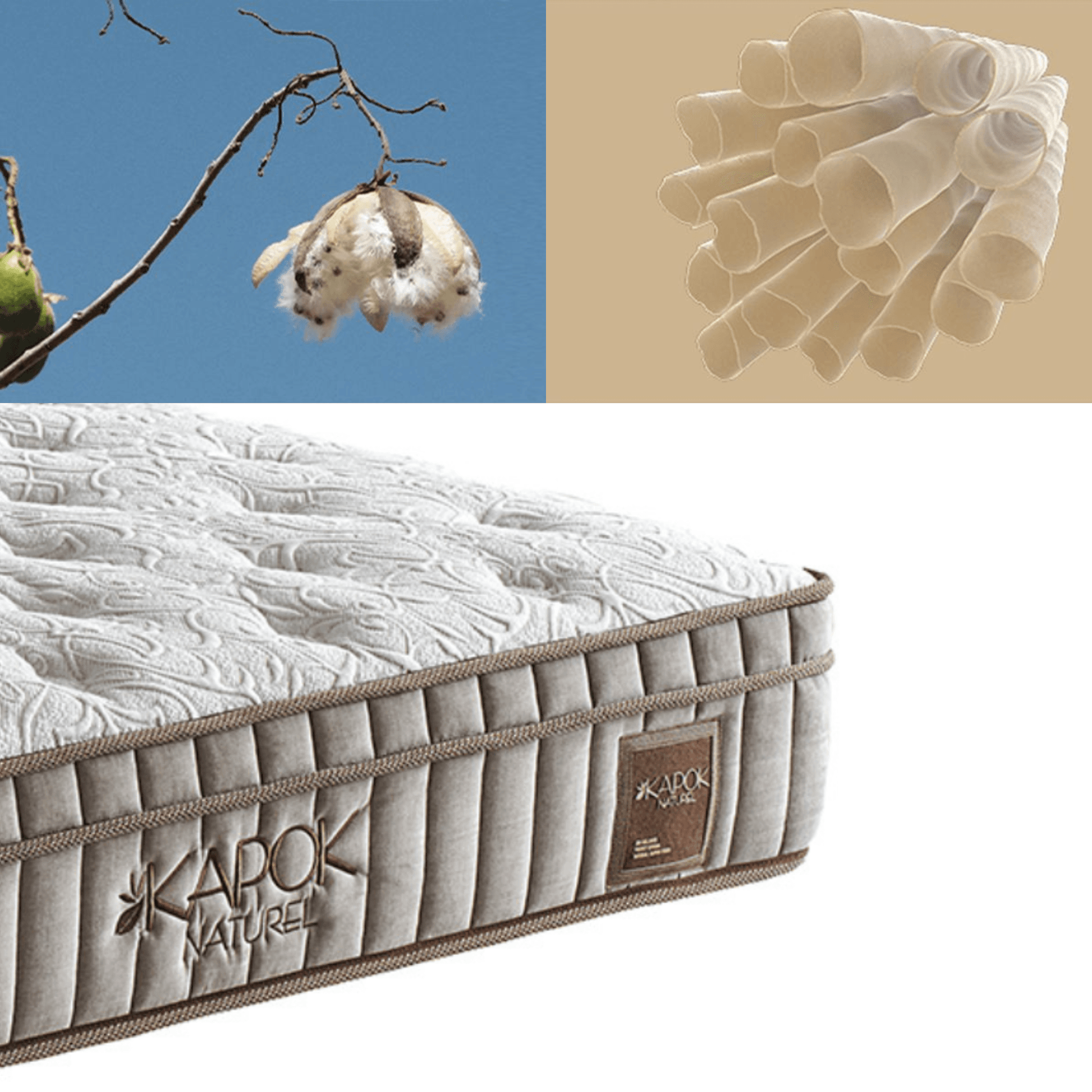Bambi Kapok Naturel Boxspringbett Funktionsbett mit Bettkasten Boxspringbett 180x200 - 90x200 - Ezmann.de