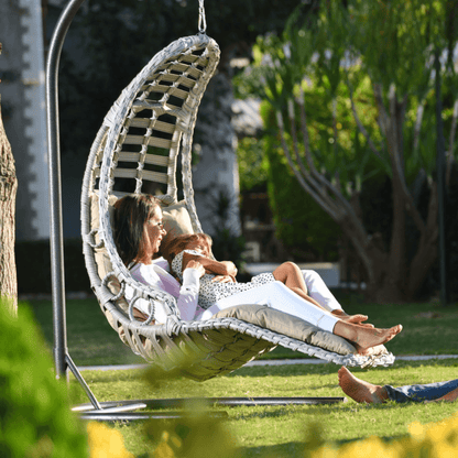 Capri Swing Gartenschaukel Rattan Hängesessel mit Gestell Hängeschaukel Bodrum - Ezmann.de