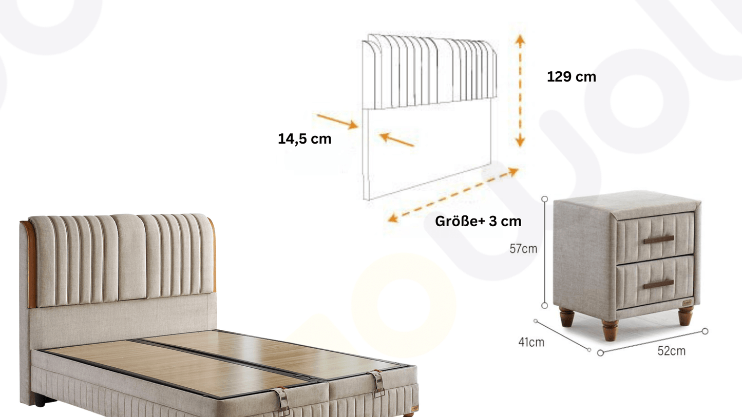 Bambi Kapok Naturel Boxspringbett Funktionsbett mit Bettkasten Boxspringbett 180x200 - 90x200 - Ezmann.de