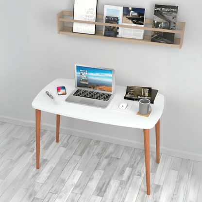 Gowoll-Studienschreibtisch 60 x 105 cm Weiß (Holzbeine) - Ezmann.de