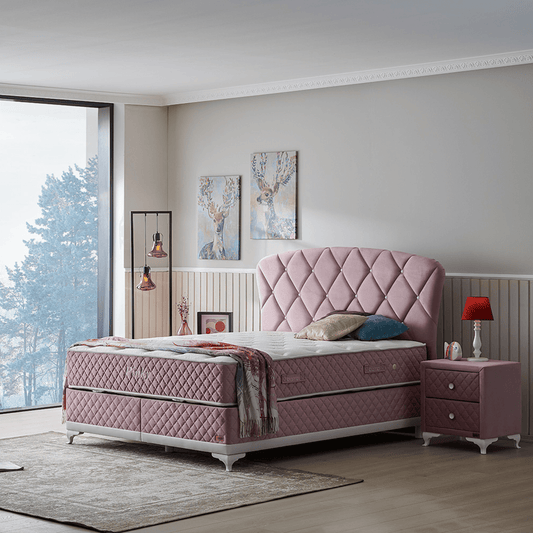 Bambi Pinky Boxspringbett mit Matratze & Bettkästen - Ezmann.de