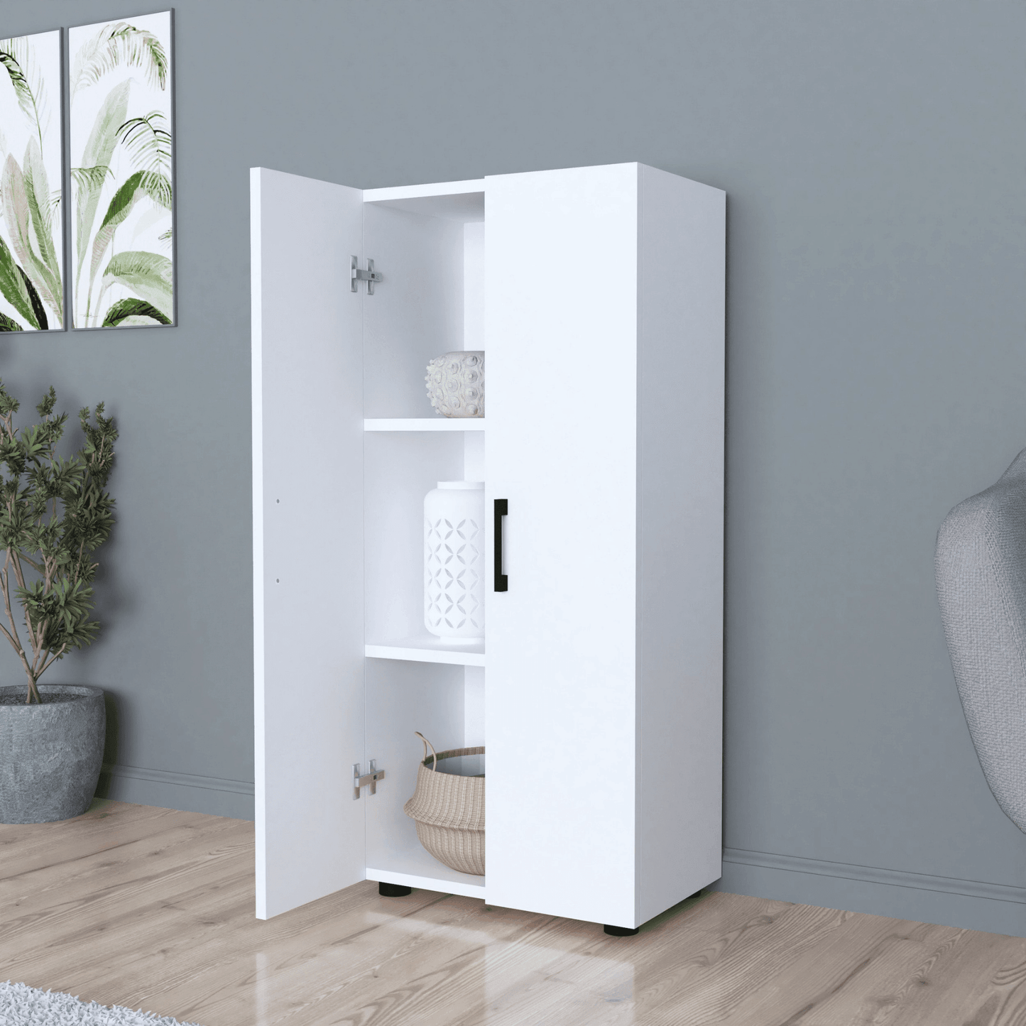 Gowoll Mehrzweckschrank mit 2 Türen 3 Weiß Einlegeboden 108x49x32 cm - Ezmann.de