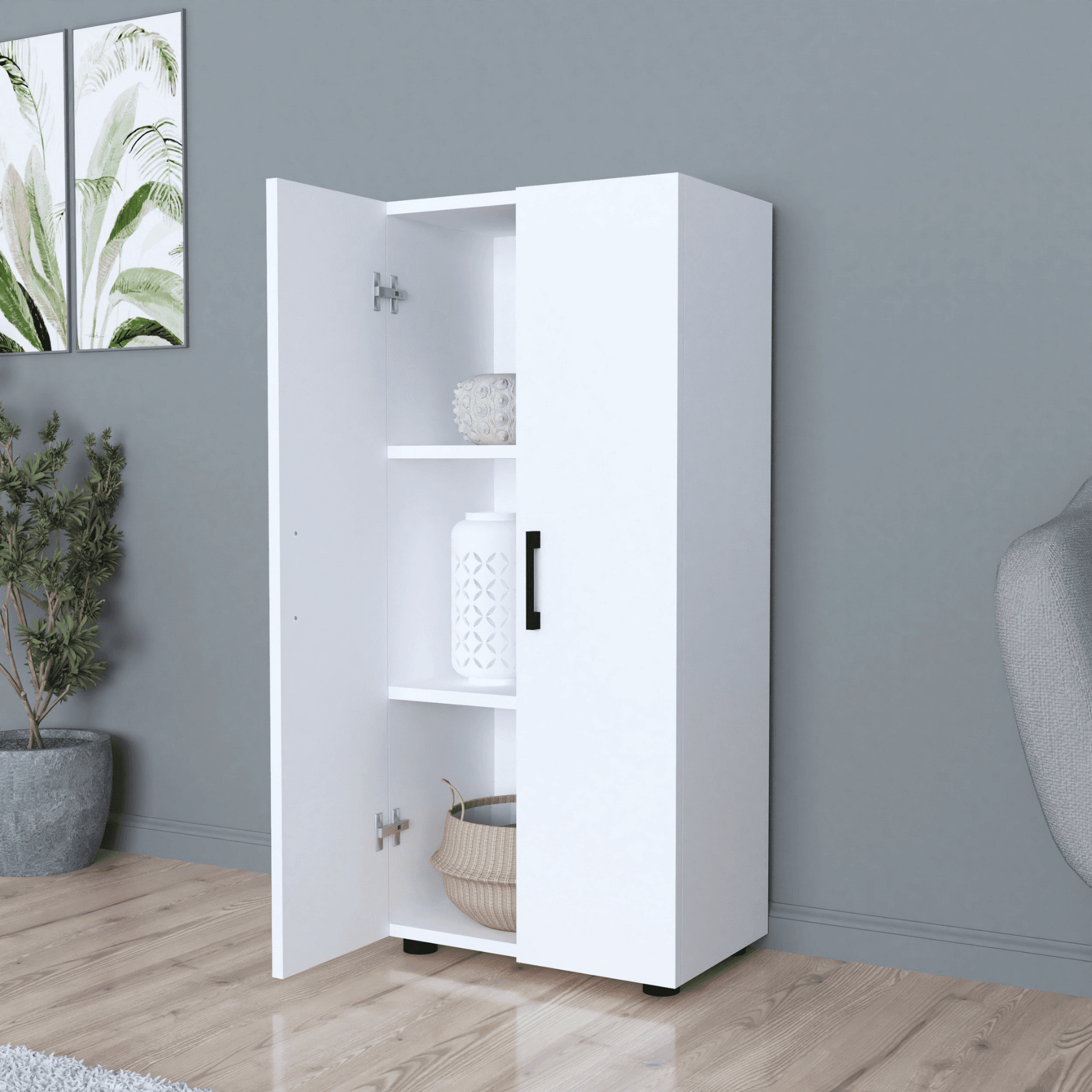 Gowoll Mehrzweckschrank mit 2 Türen 3 Weiß Einlegeboden 108x49x32 cm - Ezmann.de