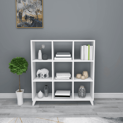 Gowoll Raumteilerregal 88x88 cm Bücherregal mit 9 Fächern Regal Weiß Bücherschrank Standregal - Ezmann.de