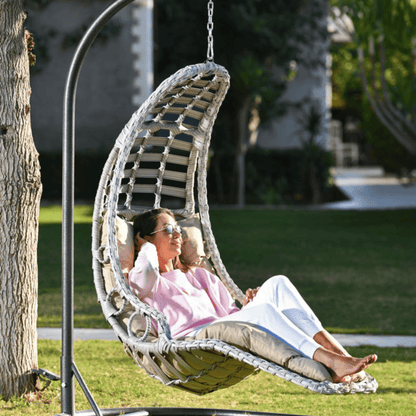 Capri Swing Gartenschaukel Rattan Hängesessel mit Gestell Hängeschaukel Bodrum - Ezmann.de