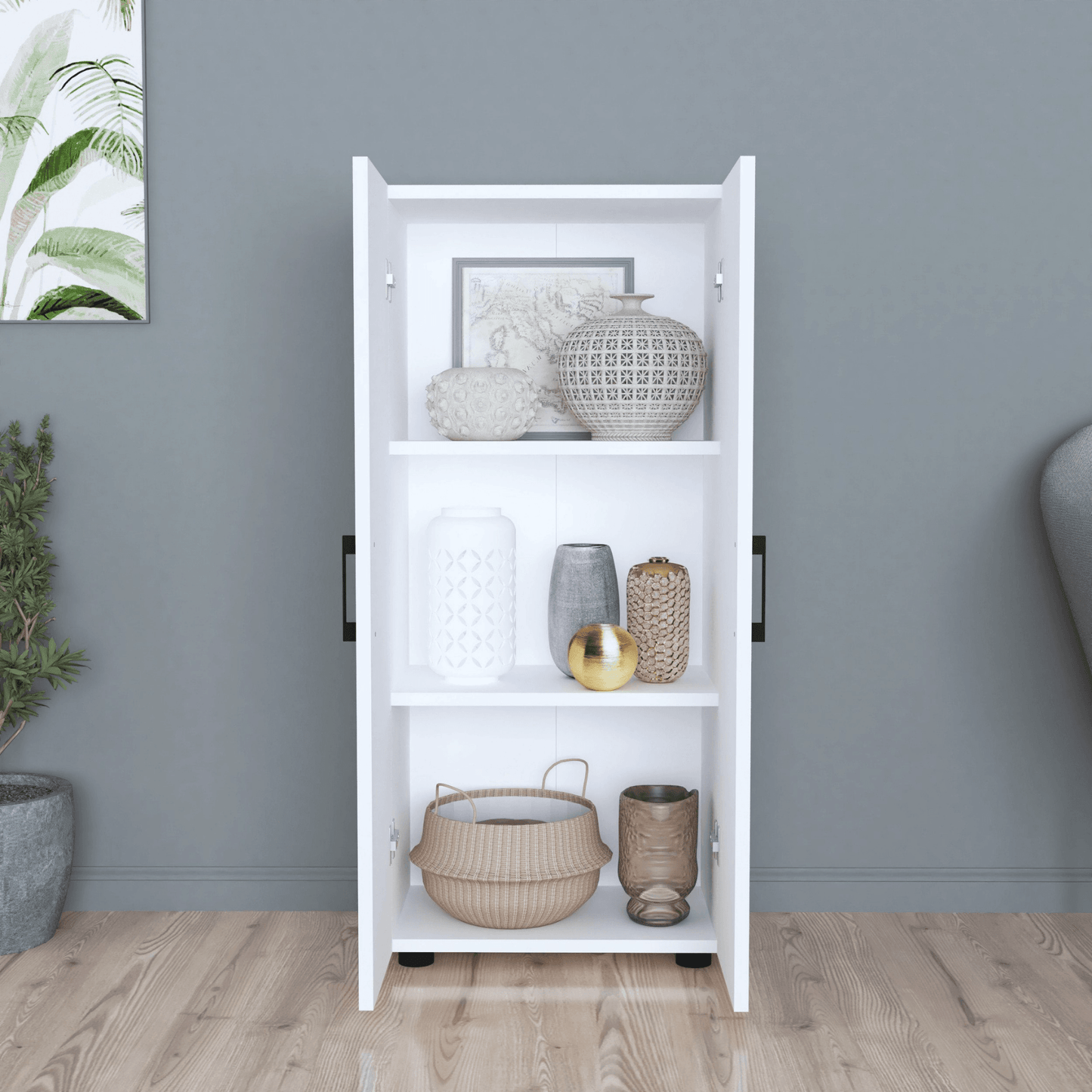 Gowoll Mehrzweckschrank mit 2 Türen 3 Weiß Einlegeboden 108x49x32 cm - Ezmann.de