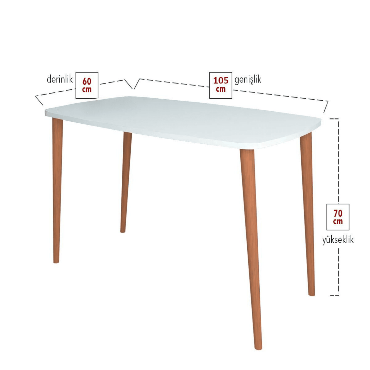 Gowoll-Studienschreibtisch 60 x 105 cm Weiß (Holzbeine) - Ezmann.de