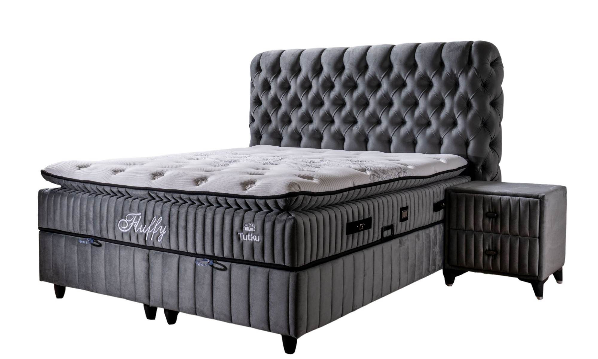 BSS FLUFFY Boxspringbett Set | Matratze H3 | Box und Kopfteil Gowoll.de