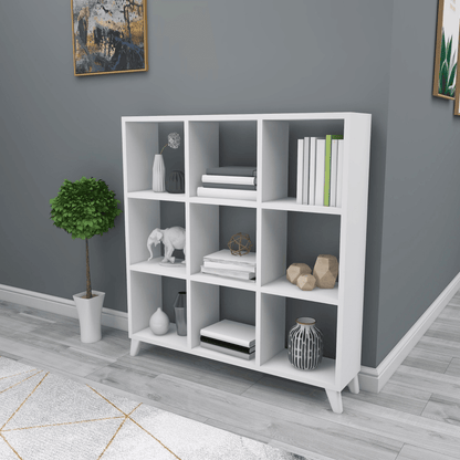 Gowoll Raumteilerregal 88x88 cm Bücherregal mit 9 Fächern Regal Weiß Bücherschrank Standregal - Ezmann.de