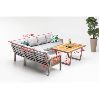 Gowoll Artemis Plus Tisch Gartenlounge-Set Premium (Sitz und Rückenkissen, Tisch mit 2x3 Sitzer und 2xStuhl) - Ezmann.de