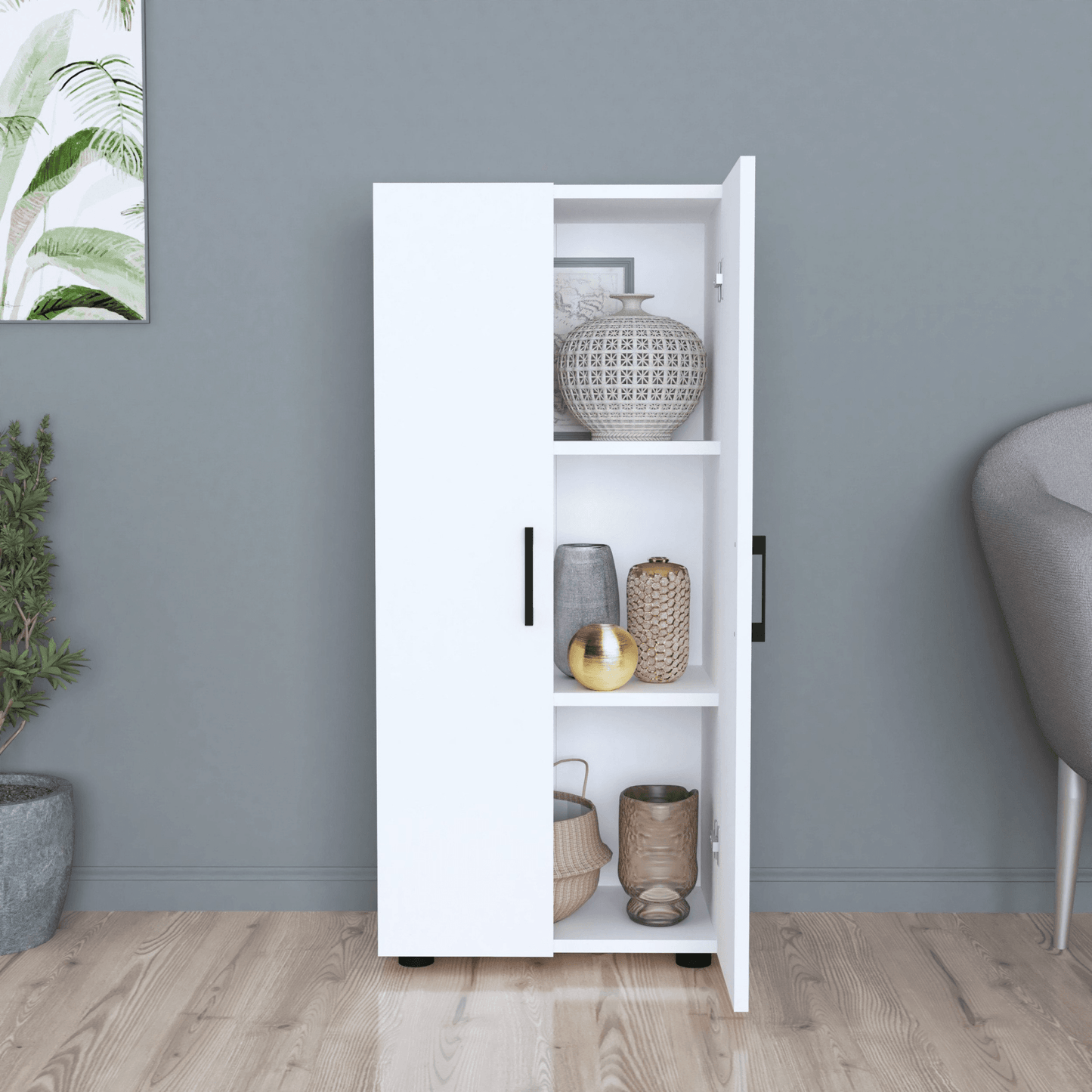 Gowoll Mehrzweckschrank mit 2 Türen 3 Weiß Einlegeboden 108x49x32 cm - Ezmann.de