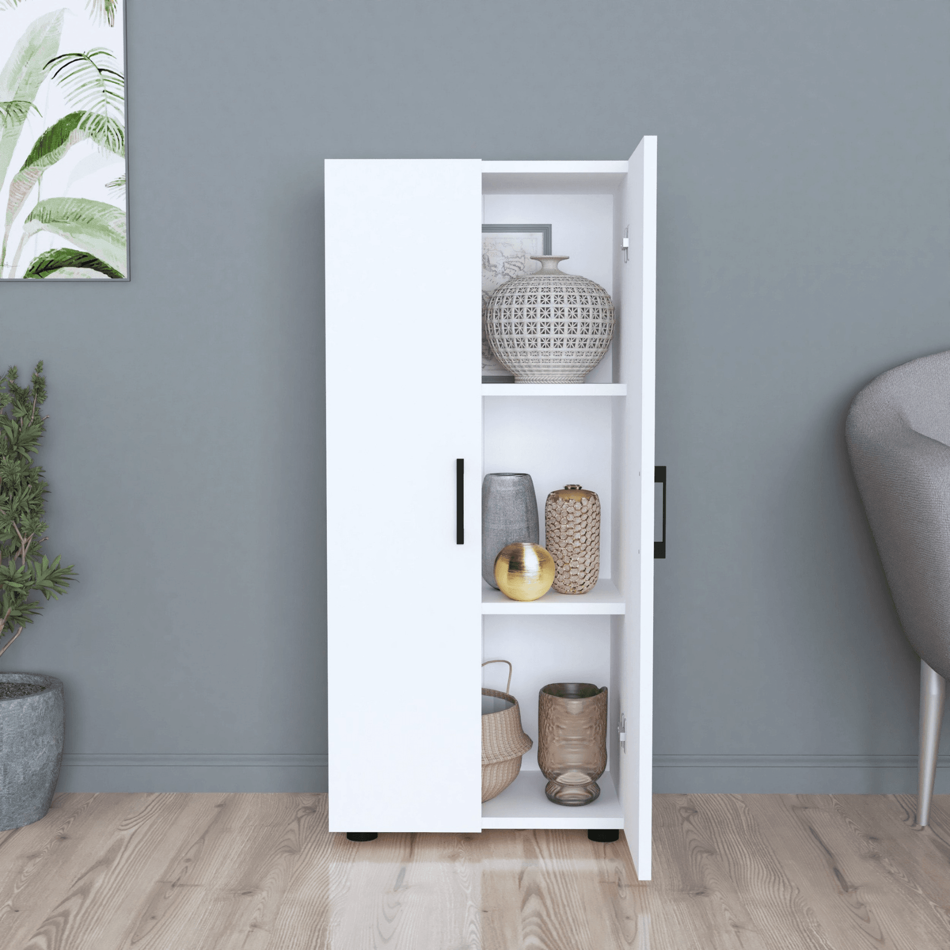 Gowoll Mehrzweckschrank mit 2 Türen 3 Weiß Einlegeboden 108x49x32 cm - Ezmann.de