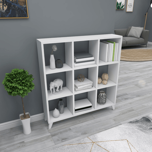 Gowoll Raumteilerregal 88x88 cm Bücherregal mit 9 Fächern Regal Weiß Bücherschrank Standregal - Ezmann.de