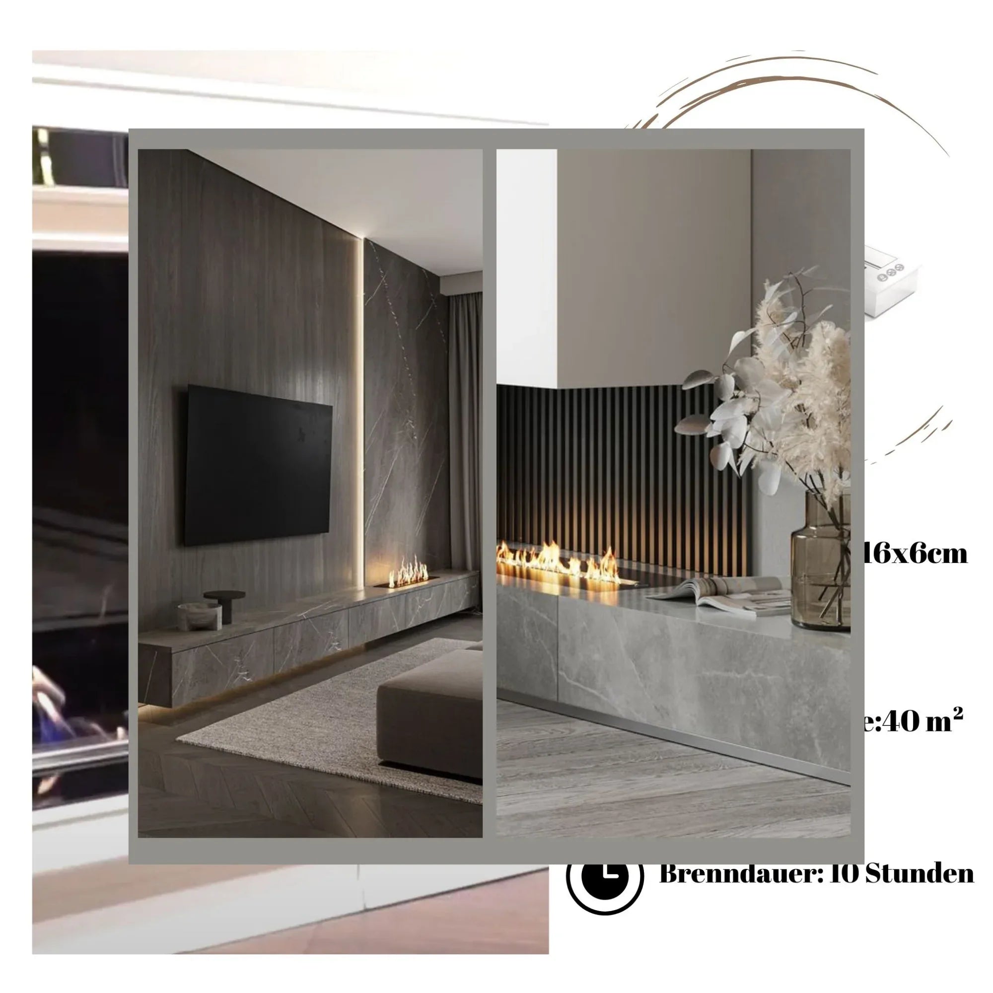 Korflame 90 cm Brennerloser Kamin - Ezmann.de