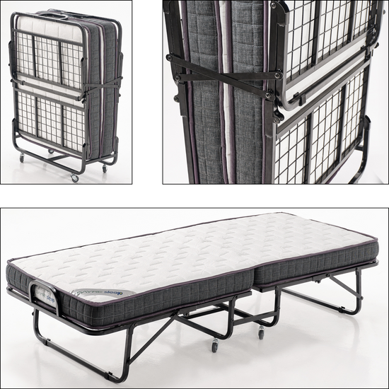 Klappbares Gästebett 90x190 cm Reisebett mit Matratze Klappbett mit Stabiler Stahlrahmen Campingbett mit Rollen Faltbett Feldbett