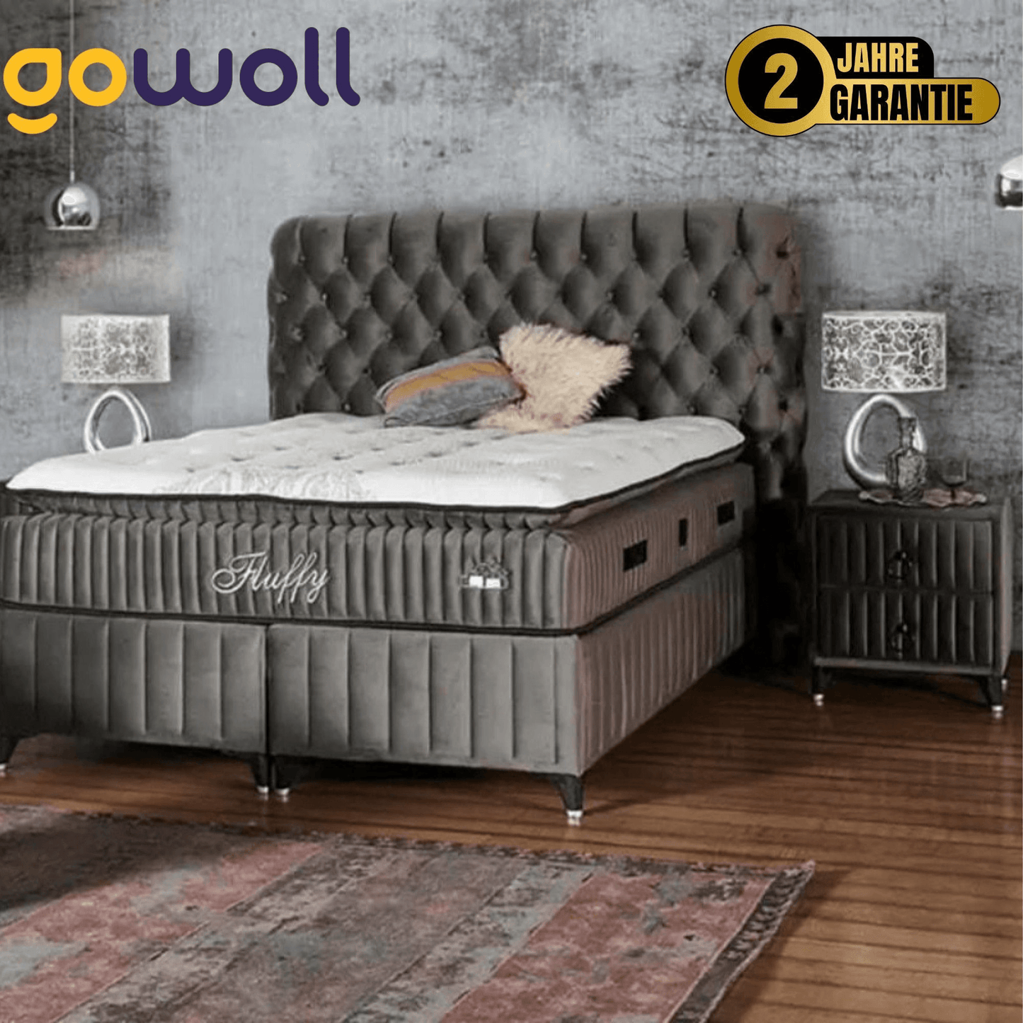 Fluffy Bett Set Boxspringbett mit Matratze mit Topper - Ezmann.de