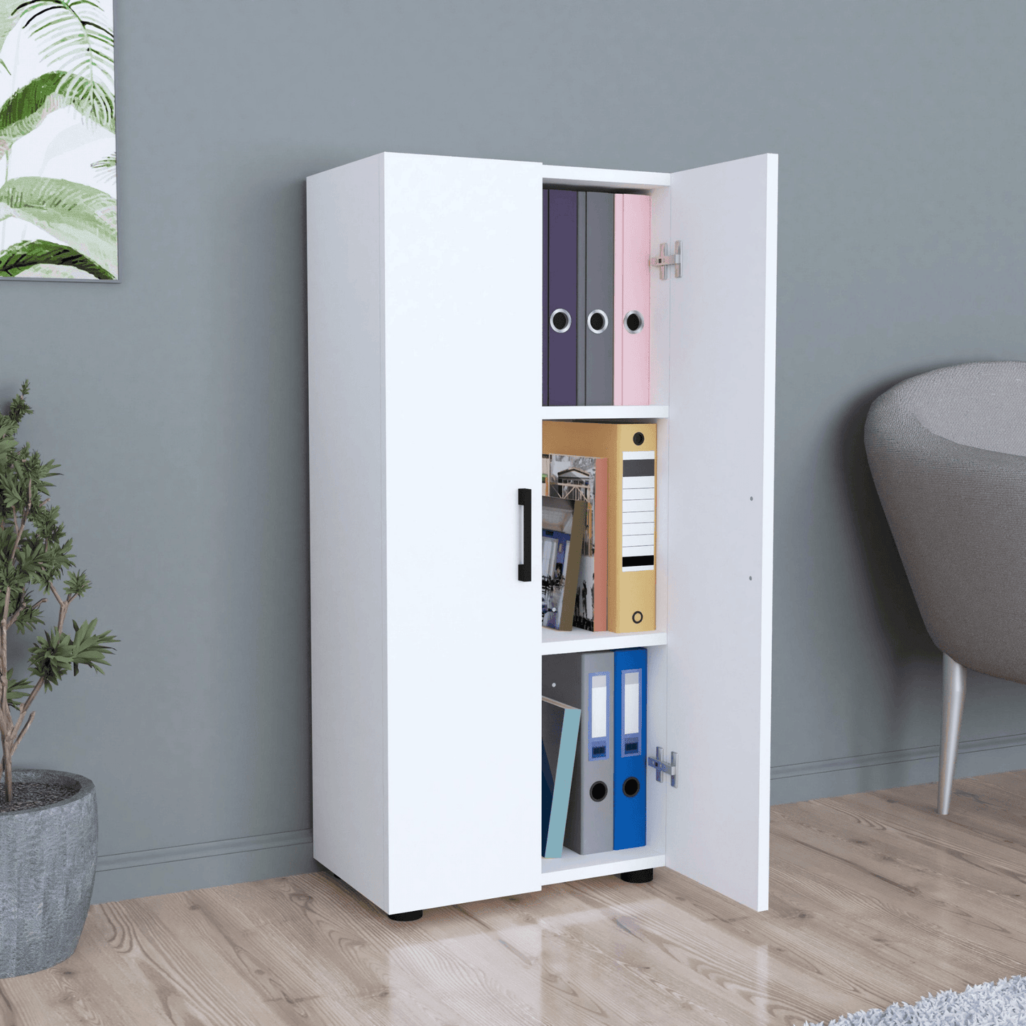 Gowoll Mehrzweckschrank mit 2 Türen 3 Weiß Einlegeboden 108x49x32 cm - Ezmann.de