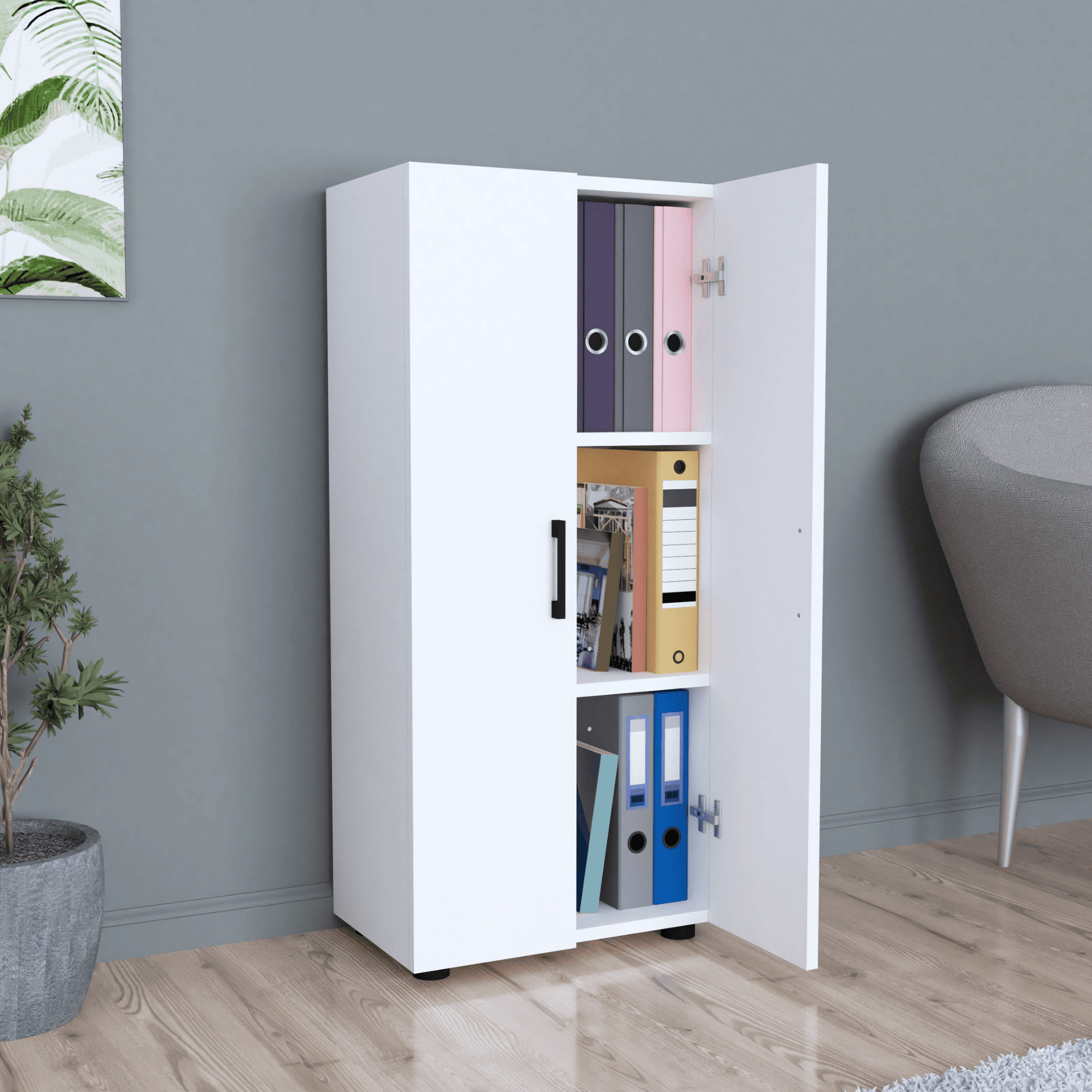 Gowoll Mehrzweckschrank mit 2 Türen 3 Weiß Einlegeboden 108x49x32 cm - Ezmann.de