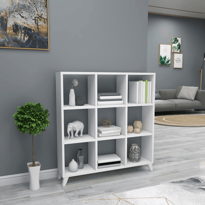 Gowoll Raumteilerregal 88x88 cm Bücherregal mit 9 Fächern Regal Weiß Bücherschrank Standregal - Ezmann.de