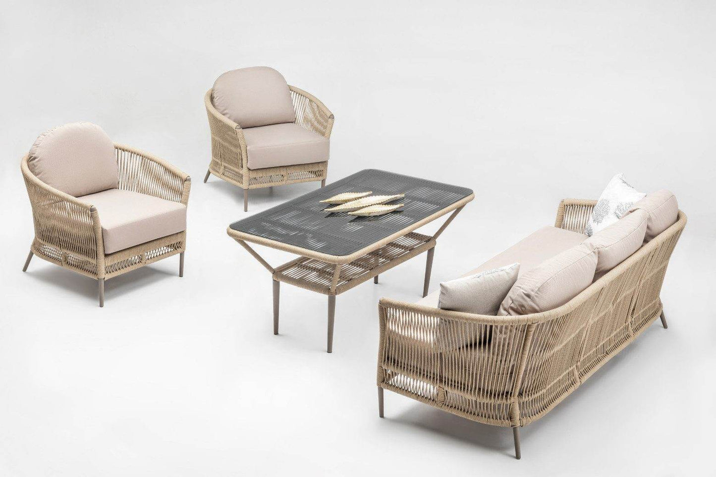 Gowoll Mitra Gartenlounge-Set Gartengarnitur Gartenmöbel Set 5 Personen Gartentisch für Outdoor - Ezmann.de