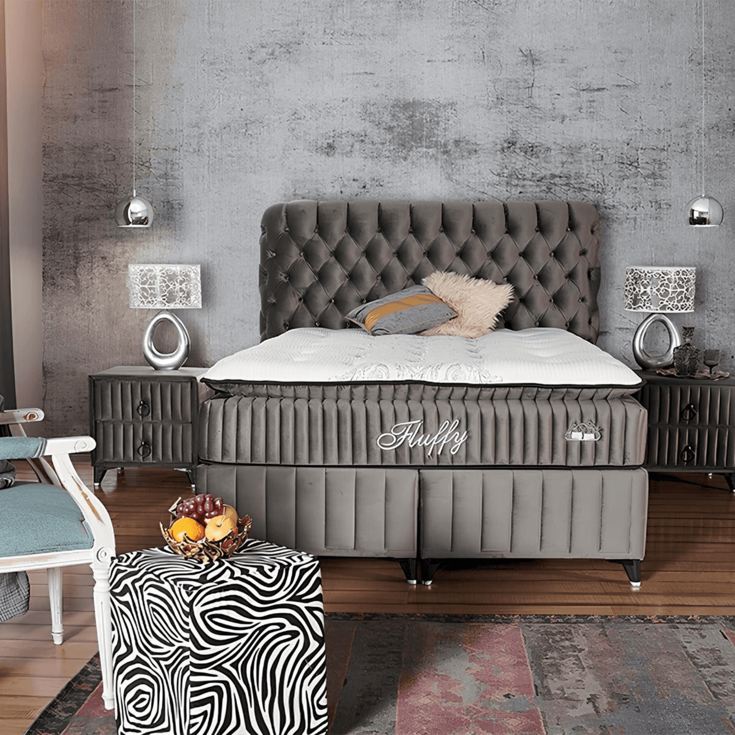 Fluffy Bett Set Boxspringbett mit Matratze mit Topper - Ezmann.de
