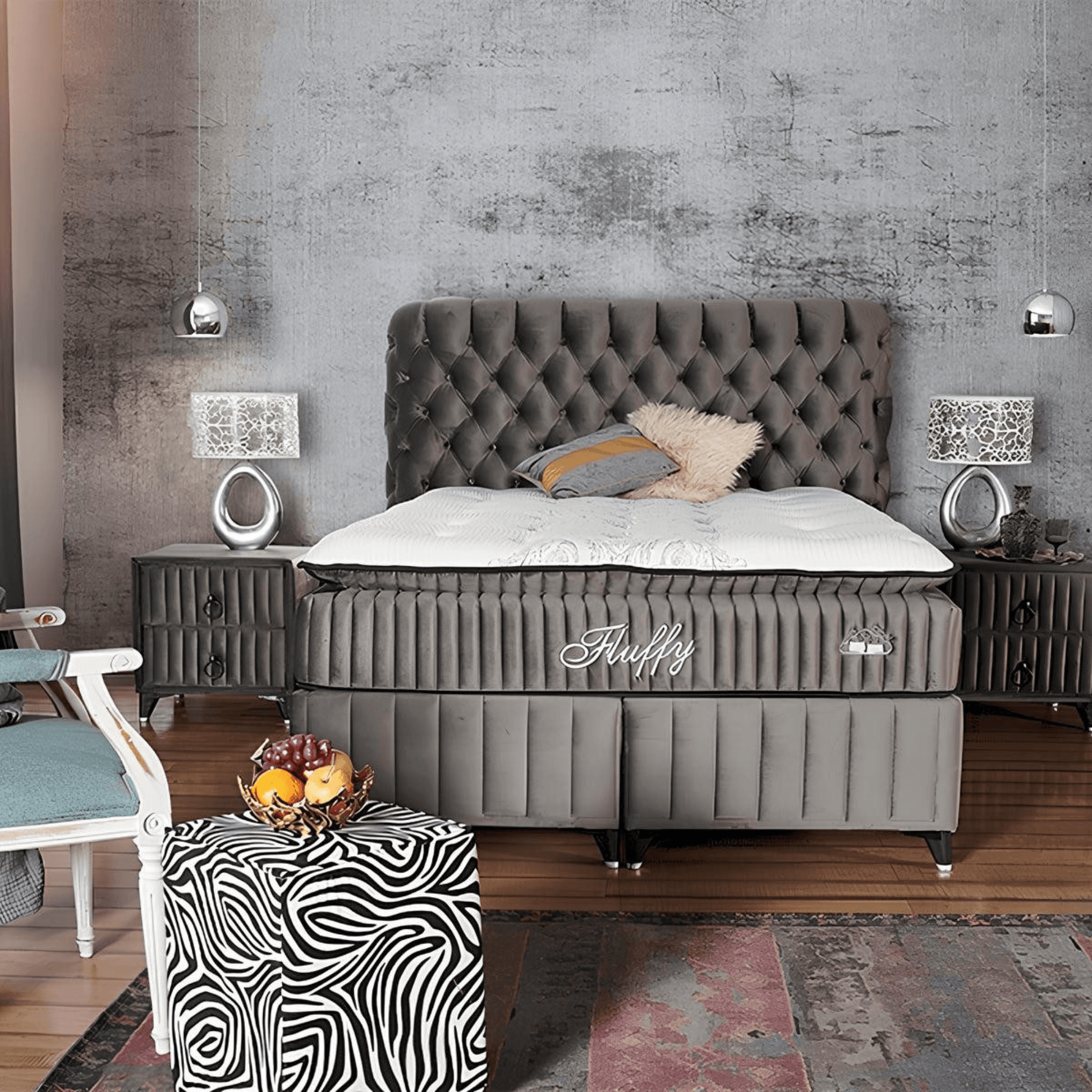 Fluffy Bett Set Boxspringbett mit Matratze mit Topper - Ezmann.de