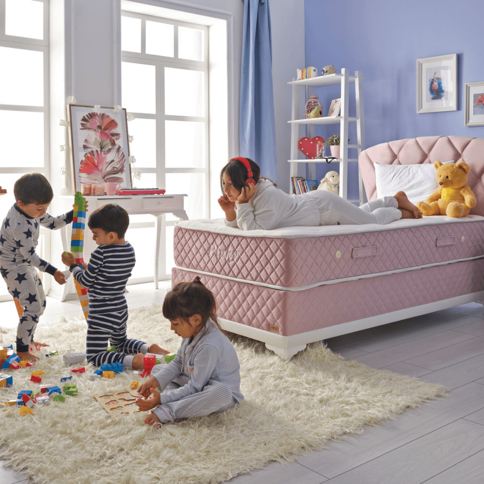 Bambi Pinky Boxspringbett mit Matratze & Bettkästen - Ezmann.de