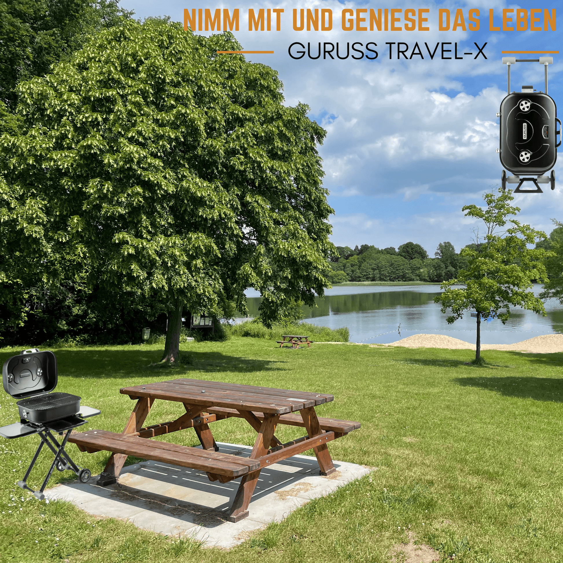 Guruss Travel-X Holzgrill Mobilgrill mit Grillrost - Ezmann.de